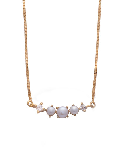 Sarah Mulder Valli Pearl Necklace in gold with white pearls
