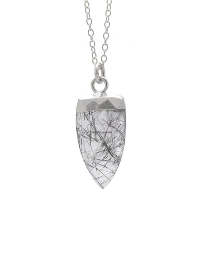 Sarah Mulder Spark Necklace in silver with tourmalinated quartz
